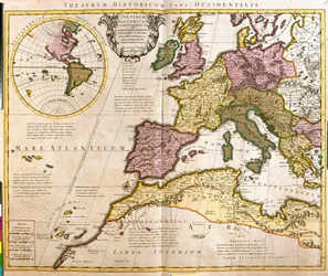 Euroopan ja Pohjois-Afrikan rannikoiden kartta (etsaus