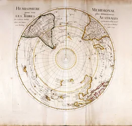 Näkymä etelänavalle Atlas Guillaume Delisle (1675-1726), maantieteilijä