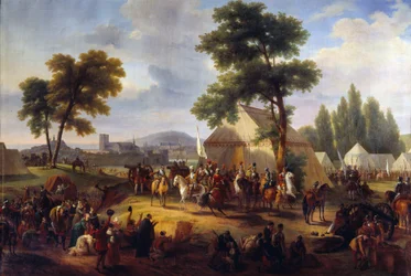 Uskontojen sota: "" Kuningas Henrik IV (1553-1610) lähellä Pariisia kaupungin piirityksen aikana vuonna 1590 toimittaa nälkää näkeville pariisilaisille"" Frederic Ronmyn (1786-1854) maalaus 1800-luvulla Rouen, Musee des Beaux Arts