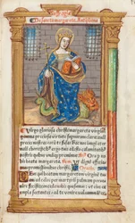 Painettu tuntikirja (Rooman käyttö): fol. 110r, Pyhä Margareta.