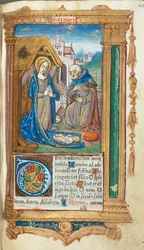 Painettu tuntikirja (Rooman käyttö): fol. 34r, syntymäkuvaus.