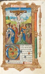 Painettu tuntikirja (Rooman käytössä): fol. 55r, Ristiinnaulitseminen.