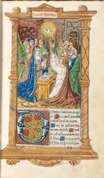 Painettu tuntikirja (Rooman käytössä): fol. 58r, helluntai.