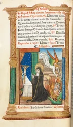 Painettu tuntikirja (Rooman käytössä): fol. 84v, dominikaaninunna rukouksessa.