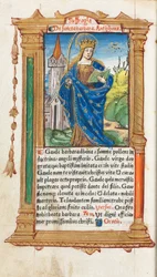 Painettu tuntikirja Rooman käyttö: fol. 110v, St. Barbara, 1510.