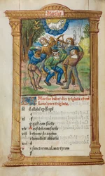 Painettu tuntikirja Rooman käyttö: fol. 4v, maaliskuun kalenterikuva, 1510.