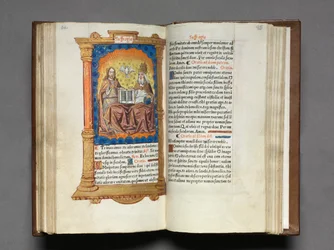 Painettu tuntikirja Rooman käyttö: fol. 95r, Kolminaisuus, 1510.