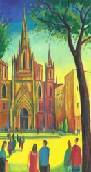 Barcelonan katedraali, 2013 (guassia paperille)