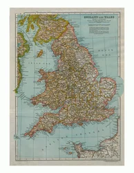 Englannin ja Walesin kartta, vuodelta 1910