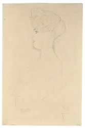 Profiilimuotokuva vasemmalta, n.1904-05 (lyijykynä, valkoista ja punaista väriliitua simili Japanin paperille).