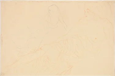 makuuasento; Nainen makaa tuettuna, toisto vasemmalla, 1913