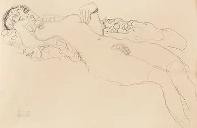 Makaava nainen, alaston, vasemmalle, 1917.