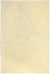 Istuva puolipitkä nude edestä; Istuva puolialaston edestä, 1907