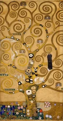 Elämänpuu (Stoclet-friisi), vasemman puolen yksityiskohta, noin 1905-09