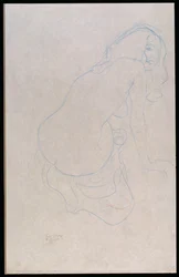 Oikealle nojaava nainen, pitkät hiukset, n. 1910-11
