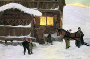 Vieraat saapuvat (väri litho)