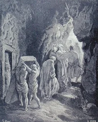 Saaran hautaus, kaiverrus Heliodore Joseph Pisan (1822-90) n. 1868 (kaiverrus)