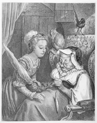 Prinsessa ja Fairy Spite, kaiverrus Stephane Pannemaker (1847-1930) 1861 (kaiverrus)