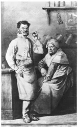 Thénardier, kuvitus Victor Hugon (1802-85) teoksesta "Kurjat", 1862