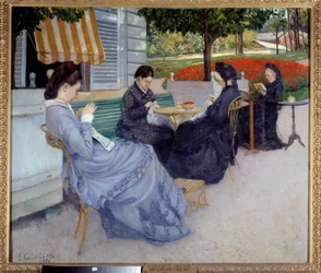 Maakuvia (ompelevat naiset). Gustave Caillebotten (1848-1894) maalaus