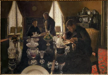 Diner - Illallinen rue Miromesnilillä, Caillebotten perheen kotona (öljy kankaalle)