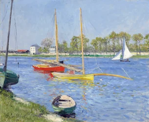 Seine Argenteuilissa - Gustave Caillebotten (1848-1894) maalaus, öljy kankaalle (59,7 x 73,7 cm)