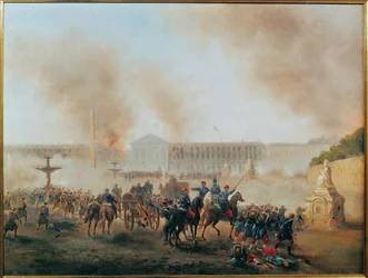 Kommuuni: taistelu Place de la Concorde -aukiolla ... (maalaus kankaalle)