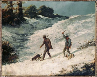 Salametsästäjät lumessa (maalaus kankaalle)