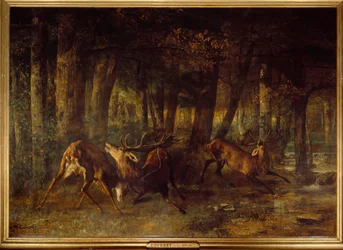 Kevät ura, peurataistelu. Gustave Courbetin (1819-1877) maalaus