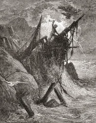 Gustave Doren alkuperäisen teoksen mukaan Victor Hugon kirjaan "Meren raatelijat". Teoksesta Life and Reminiscences of Gustave Dore, julkaistu 1885.