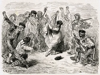 Kuvitus Charles Davillierin vuonna 1866 julkaisemaan "Voyage en Espagne" -teokseen (kaiverrus).