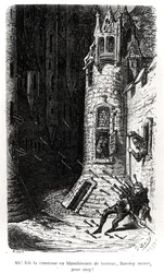 Kuvitus Les Contes Drolatiquesista, Honore de Balzacin (1799-1850) kaiverrus Riault, 1855