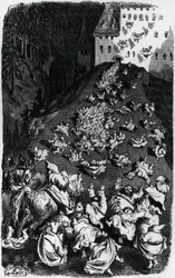 Kuvitus Honore de Balzacin (1799-1850) humorististen tarinoiden kokoelmaan (Contes drolatiques)