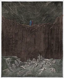 Helvetti, 29. laulu: Väärentäjiä piinataan laaksossa, kuvitus Dante Alighierin teoksesta "Jumalainen näytelmä", 1885