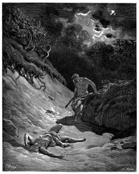 Kainin suorittama Abelin murha - Gustave Dorén kuvitus Raamattuun