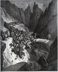 Recite des feats du chevalier Diego Garcia de Paredes - Miguel Cervantesin (1547-1616) "Don Quijote de la Manchasta" (Don Quijote) - Gustave Doren piirtämän puupiirros