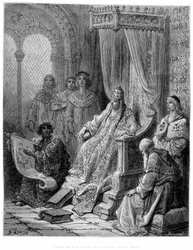 Sanuto esittelee paavi Johannes XXII:lle Idän kartat – Gustave Dorén kaiverrus
