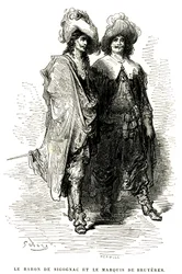 Paroni de Sigognac ja markiisi de Bruyeres. Gustave Doren kaiverrus, joka kuvittaa Theophile Gautier
