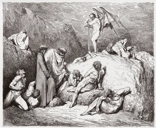 Jumalallinen komedia (La Divina Commedia, La Divine Comedie), Inferno, Canto 28: Silvotut riidan kylväjät yhdeksännessä bolgiassa - Dante Alighieri (1265-1321) - Kuvitus Gustave Dore (1832-1883)