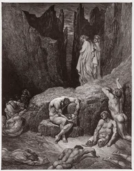 Jumalainen näytelmä (La Divina Commedia, La Divine Comédie), Helvetti, 29. laulu: Vergilius nuhtelee Dantea tämän uteliaisuudesta - Dante Alighieri (1265-1321) - Gustave Dorén (1832-1883) kuvitus