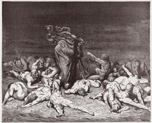 Jumalainen näytelmä (La Divina Commedia, La Divine Comédie), Helvetti, 6. laulu: Ikuisen sateen piiskaamat ahmatit - Dante Alighieri (1265-1321) - Kuvitus: Gustave Doré (1832-1883)