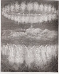 Jumalainen näytelmä (La Divina Commedia, La Divine Comédie), Paratiisi, 12. laulu: Kirkastettujen sielujen kehät auringossa - Dante Alighieri (1265-1321) - Kuvitus Gustave Doré (1832-1883)