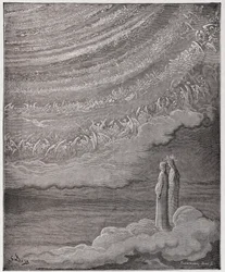 Jumalainen näytelmä (La Divina Commedia, La Divine Comédie), Paratiisi, 28. laulu: Taivaan säihkyvä joukko - Dante Alighieri (1265-1321) - Gustave Dorén (1832-1883) kuvitus