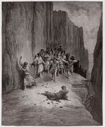 Jumalallinen komedia (La Divina Commedia, La Divine Comedie), Purgatorio, Canto 15: Danten visio Stephenin kivittämisestä - Dante Alighieri (1265-1321) - Gustave Doren (1832-1883) kuvitus