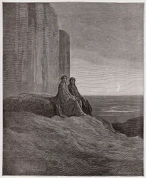 Jumalallinen komedia (La Divina Commedia, La Divine Comedie), Purgatorio, Canto 9: Twilight - Dante Alighieri (1265-1321) - Kuvitus Gustave Dore (1832-1883)