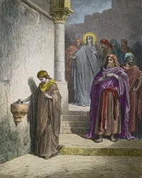 Lesken punkki (Lesken uhri) - kaiverrus Gustave Dore - myöhempi väritys