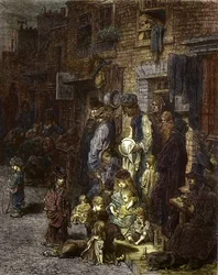 Wentworth Street, Whitechapel - teoksesta "Lontoo, pyhiinvaellus", kirjoittanut William Blanchard Jerrold (1826-94) - Gustave Doren kuvitukset - 1872 -