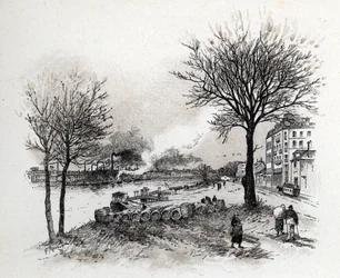 Näkymä Ivry sur Seinen (Ivry-sur-Seine) Gustave Fraipontin (1849-1923) piirustus Saint-Juirsista
