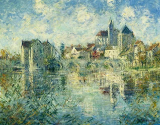 Moret-sur-Loing, silta ja kirkko; Moret-sur-Loing, silta ja kirkko, n. 1935
