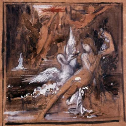 Leda ja Swan. Gustave Moreaun (1826-1898) piirustus.